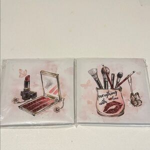 💄✨ Set of 2 Glam Makeup Mini Canvas Wall Art ✨💋
